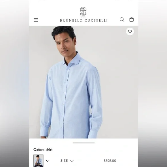 NEW Brunello Cucinelli Lightweight Oxford basic fit shirt with tags NWT